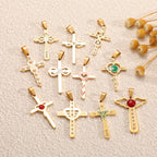 Ladies cross pendant with heart-shaped design and sparkling accents Fashion Glam