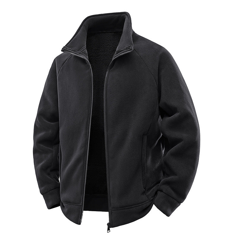 Men's fleece thermal jacket with double-layer teddy inner lining and high stand-up collar Fashion Glam