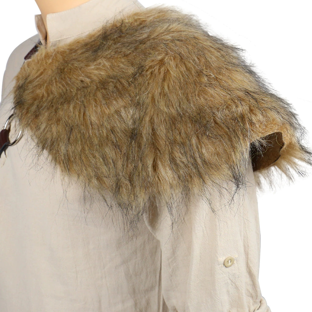 Men's decorative leather chest harness with removable faux fur shoulder pads Fashion Glam