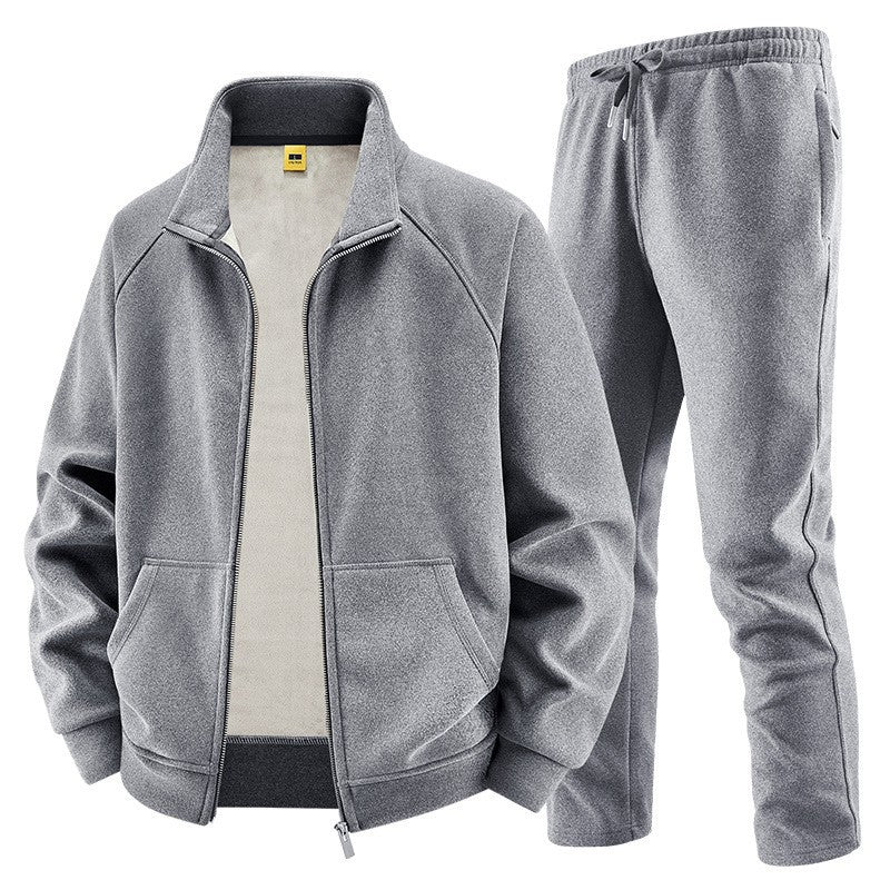 Men's Fleece Training Set with Stand-up Collar and Elastic Waistband Fashion Glam