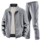 Men's Fleece Training Set with Stand-up Collar and Elastic Waistband Fashion Glam