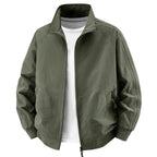 Men's Light Utility Bomber Jacket with High Stand Collar and Large Round Pockets Fashion Glam
