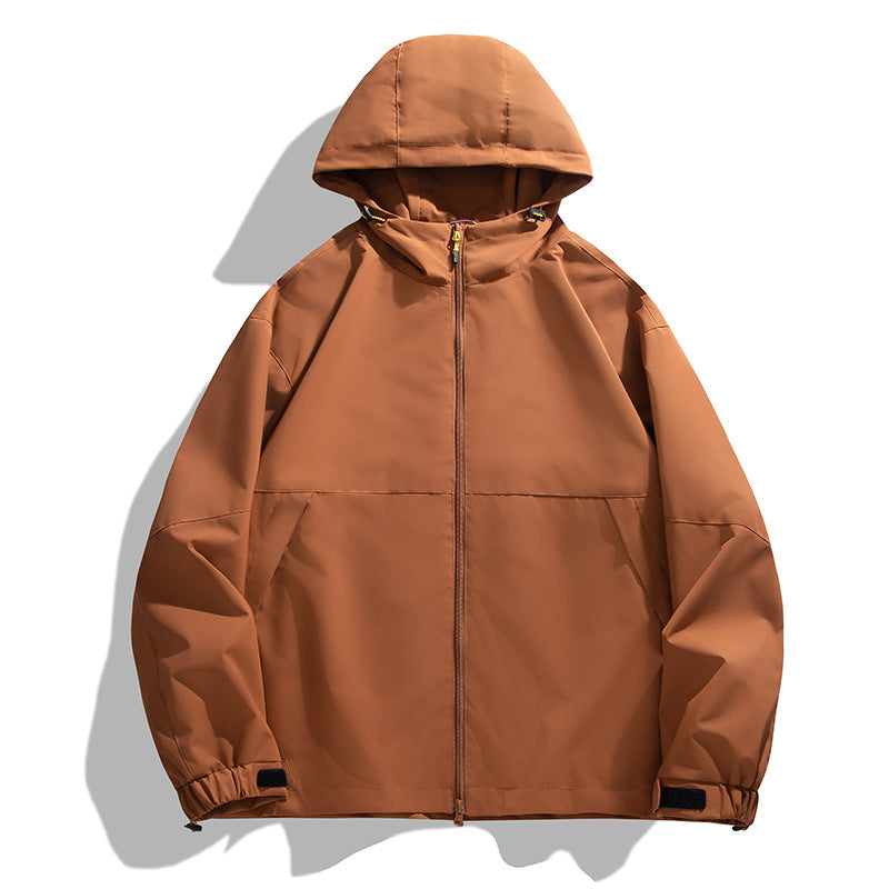 Men's Lightweight Urban Softshell Hooded Jacket with Minimalist Seam Design and Concealed Zipper Fashion Glam