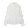 Women's Oversized Cotton Shirt with Kent Collar, Patch Chest Pocket and Straight Hem Fashion Glam