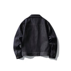 Men's Boxy Denim Jacket in Worker Style with Full Zip and Chest Pocket Fashion Glam