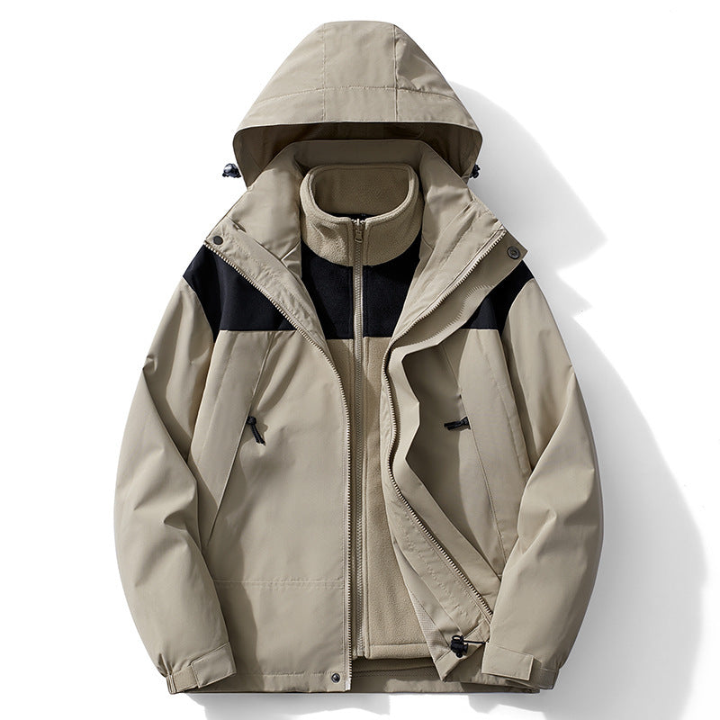 Men's two-layer softshell trekking jacket with removable fleece inner jacket and hood Fashion Glam