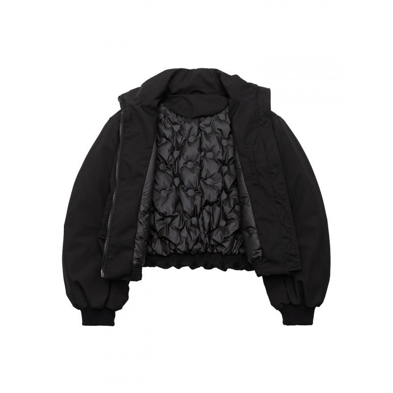 Unisex Boxy quilted bomber jacket with high stand-up collar and flap pockets Fashion Glam