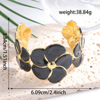 Ladies cuff bracelet with elaborate flower pattern Fashion Glam