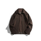 Men's Casual Worker Jacket in Boxy Cut with Concealed Snap Button Placket and Slanted Pockets Fashion Glam