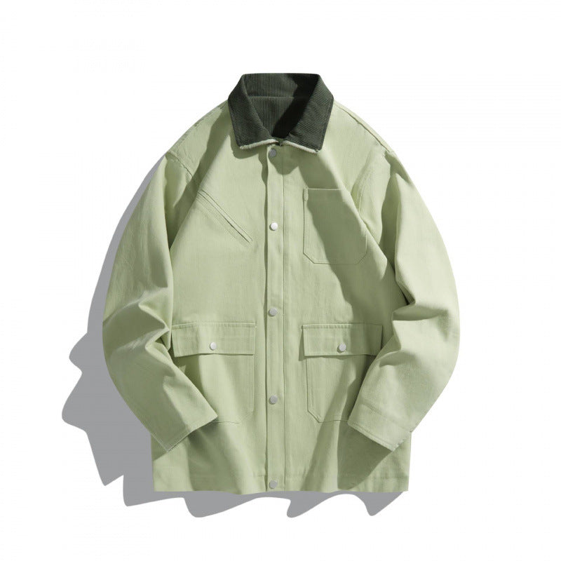 Unisex Boxy Canvas Field Jacket with Contrast Cord Collar and Utility Pockets Fashion Glam