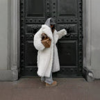 Women’s Maxi Faux Fur Coat with Voluminous Shawl Collar and Wrap Belt Fashion Glam