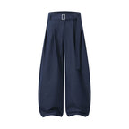 Ladies balloon pants with wide leg, high waistband and tie belt Fashion Glam