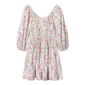 Women's floral dress with smocked waist and voluminous puff sleeves Fashion Glam