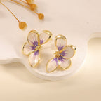 Women's ear clips in elegant floral design with a glossy coating Fashion Glam