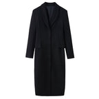 Women’s Longer Wool Blend Coat with Shawl Collar and Tailored Silhouette Fashion Glam