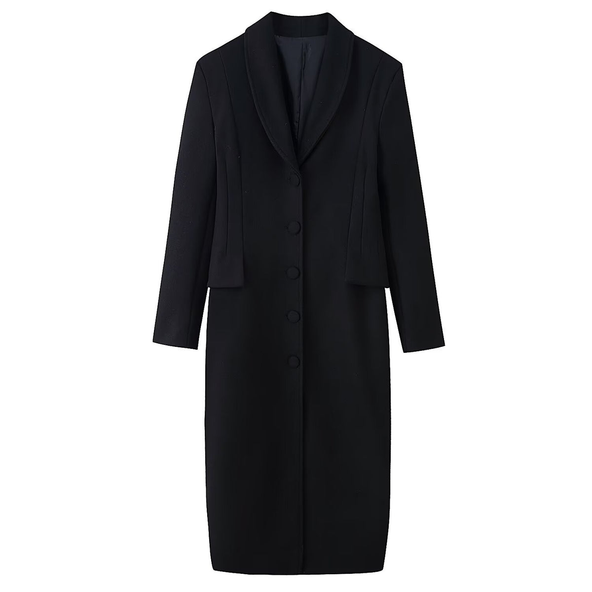 Women’s Longer Wool Blend Coat with Shawl Collar and Tailored Silhouette Fashion Glam