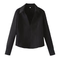 Women Elegant tailored shirt blouse with fine button placket and pointed collar Fashion Glam