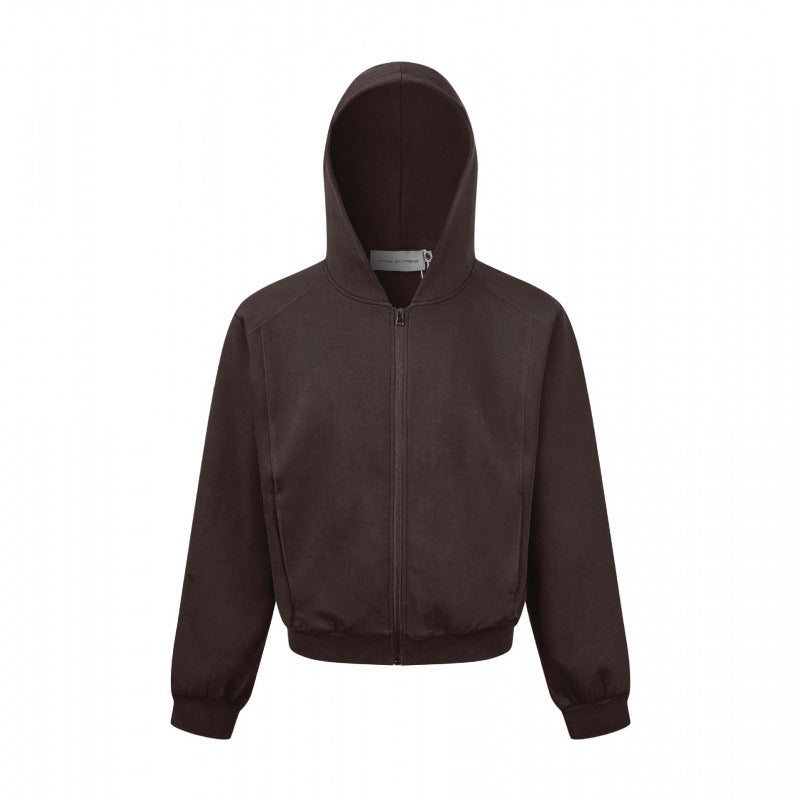 Unisex Short cut hooded zip jacket made of heavy French terry with elastic hem and raglan sleeves Fashion Glam