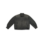 Men's Boxy Bomber Jacket in Suede Look with Shirt Collar, Zipper and Elastic Hem Fashion Glam