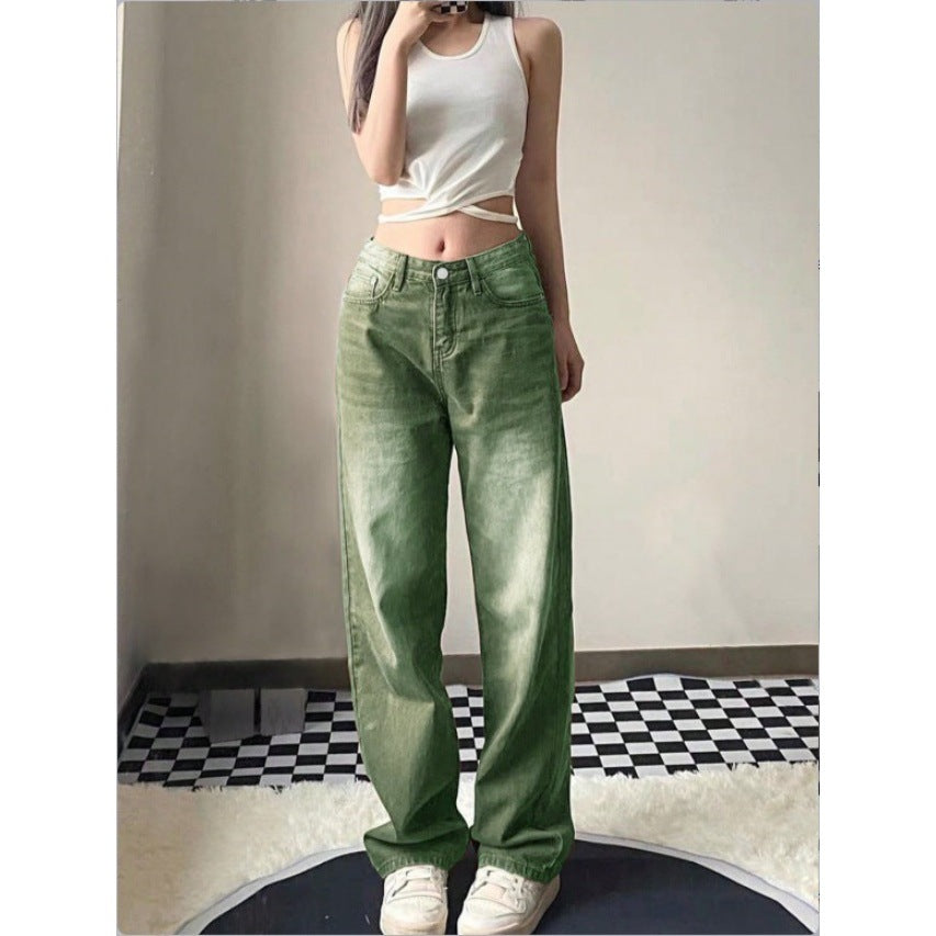 Women High-Waist Relaxed-Straight Denim Trousers with Wide Leg Fashion Glam