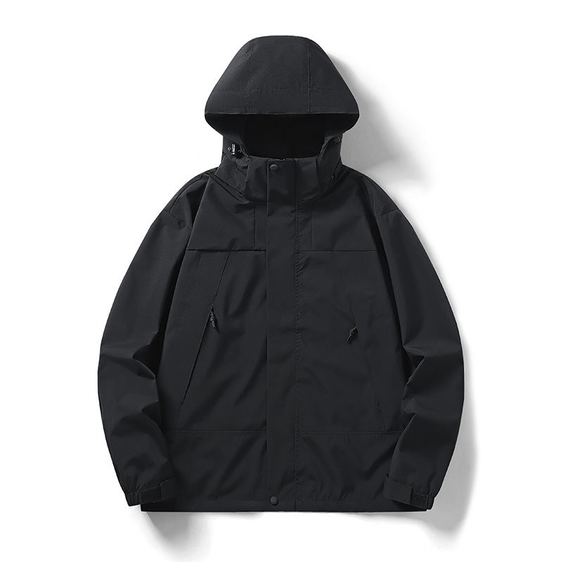 Men's two-tone lightweight softshell outdoor jacket with hood, wind and water-resistant membrane Fashion Glam