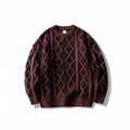 Unisex Oversized Knit Sweater with Cable Pattern Jacquard, Round Neck and Ribbed Cuffs Fashion Glam