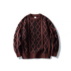 Unisex Oversized Knit Sweater with Cable Pattern Jacquard, Round Neck and Ribbed Cuffs Fashion Glam