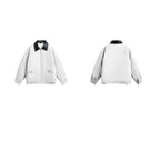 Unisex Boxy transitional jacket with contrasting faux leather collar and concealed zipper Fashion Glam