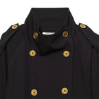 Women's Short Double-Breasted Trench Coat with Waistbelt, Epaulettes and Gold-Colored Details Fashion Glam