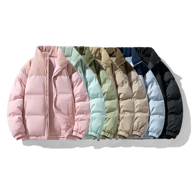 Men's quilted winter jacket with cord trim, high stand-up collar, and warm insulation Fashion Glam