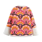 Women's quilted jacket with teddy lining and retro ornament print Fashion Glam