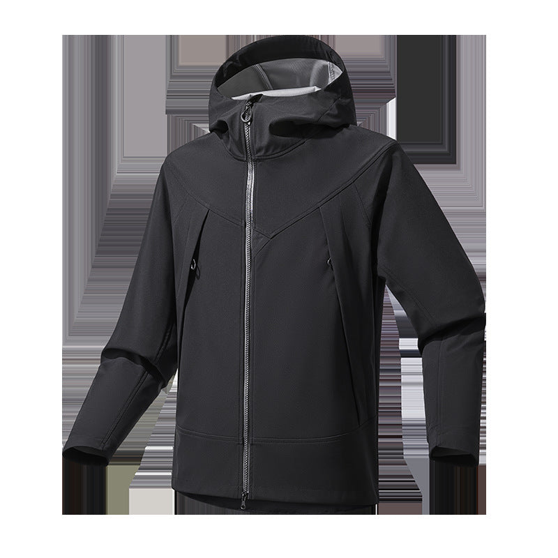 Men's Lightweight Softshell Hoodie Jacket with Windproof Breathable Membrane and Ergonomic Cut Fashion Glam
