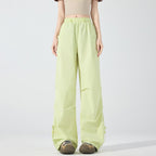 Women's Wide Technical Cargo Pants with Drawstring Waistband, Adjustable Hem, and Multifunctional Pockets Fashion Glam