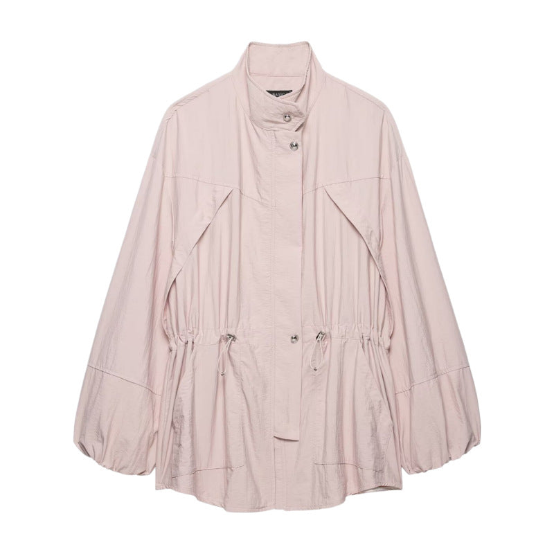 Women's lightweight oversized parka with drawstring waist and balloon sleeves Fashion Glam