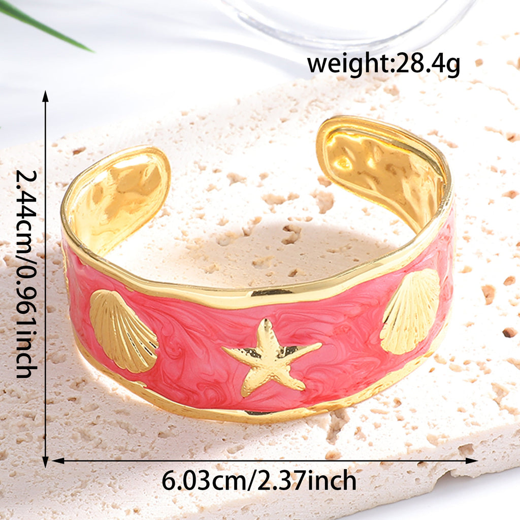 Women's Bangle with Maritime Shell and Starfish Design Fashion Glam