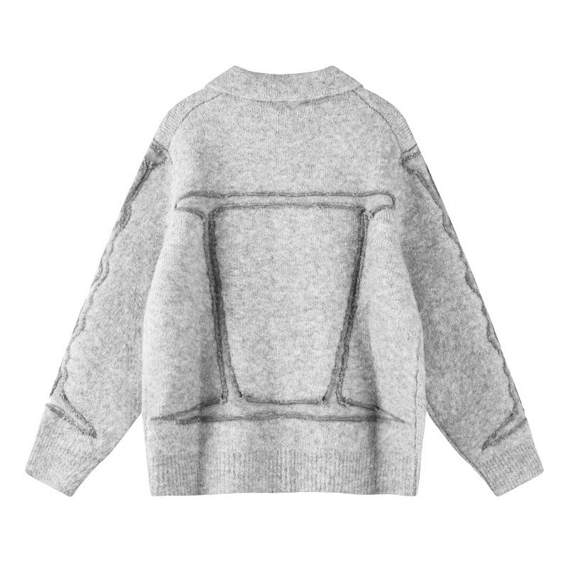 Unisex Oversize Cardigan in Shirt Jacket Look with Collar, Patch Breast Pockets and Fringe Trim Fashion Glam