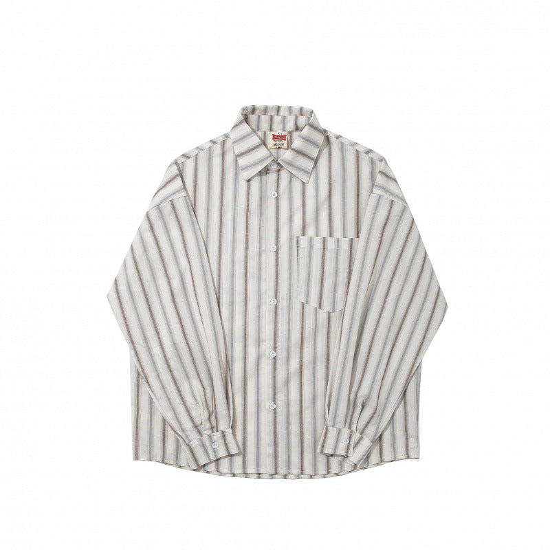 Unisex Oversize Long Sleeve Shirt made of Cotton Blend with Vertical Stripe Pattern and Chest Pocket Fashion Glam