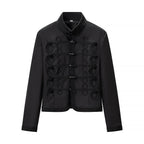 Ladies military-inspired short jacket with decorative cords and stand-up collar Fashion Glam