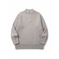 Unisex Oversize Braided Knit Half-Zip Sweater with Short Stand-Up Collar and Wide Ribbed Hem Fashion Glam