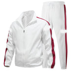 Men's sporty tracksuit set with zip jacket, jogging pants, and reflective inserts Fashion Glam
