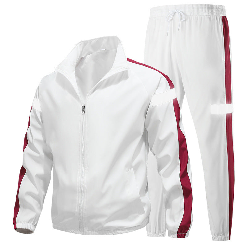 Men's sporty tracksuit set with zip jacket, jogging pants, and reflective inserts Fashion Glam