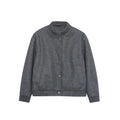 Men's wool blend bomber jacket with ribbed cuffs and snap button placket Fashion Glam