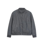 Men's wool blend bomber jacket with ribbed cuffs and snap button placket Fashion Glam