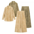 Women's Two-Piece Loungewear Set made of Light Viscose with Shirt Blouse and Wide Pleated Culottes Fashion Glam