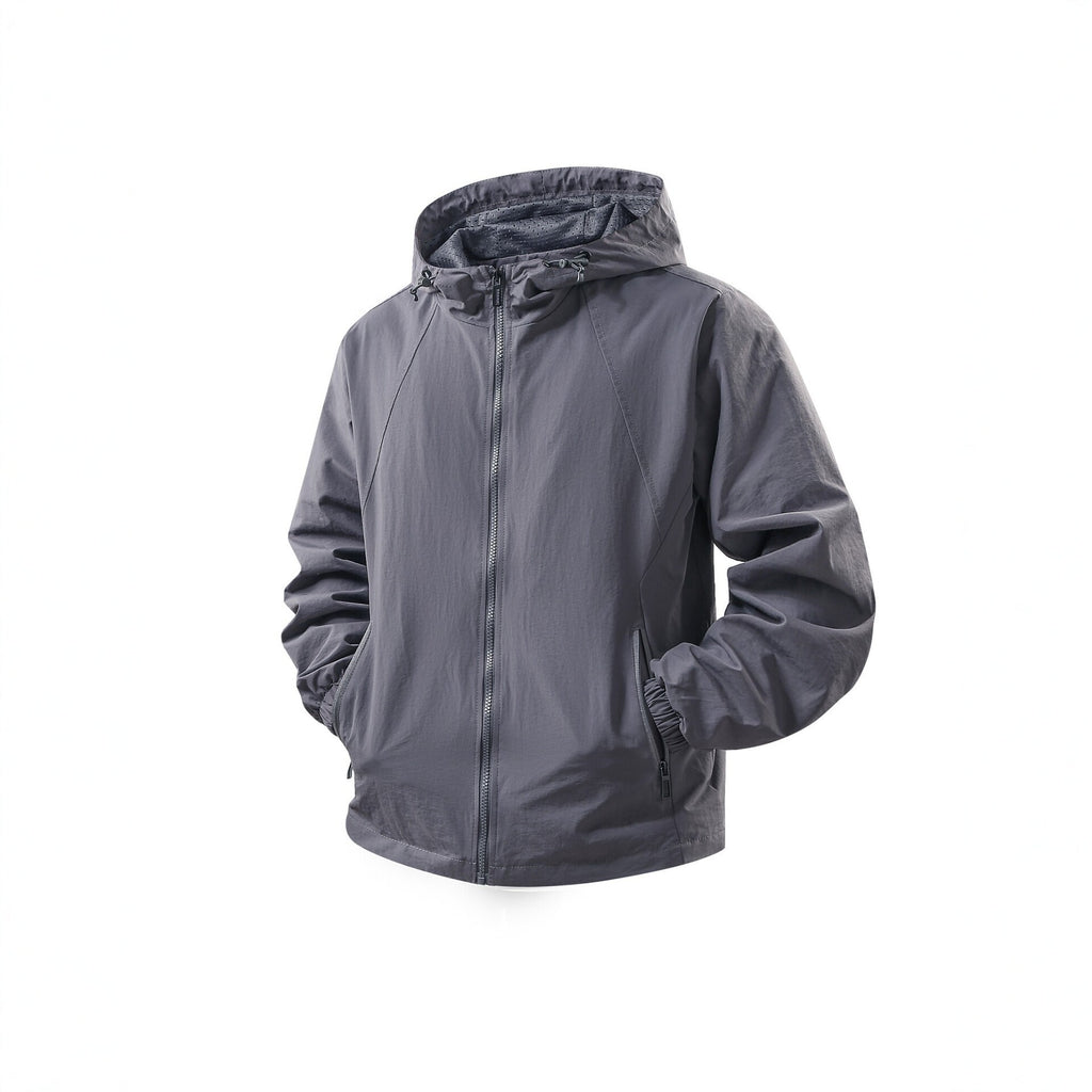 Men's Lightweight Breathable Hooded Windbreaker with Mesh Lining and Zipper Pockets Fashion Glam