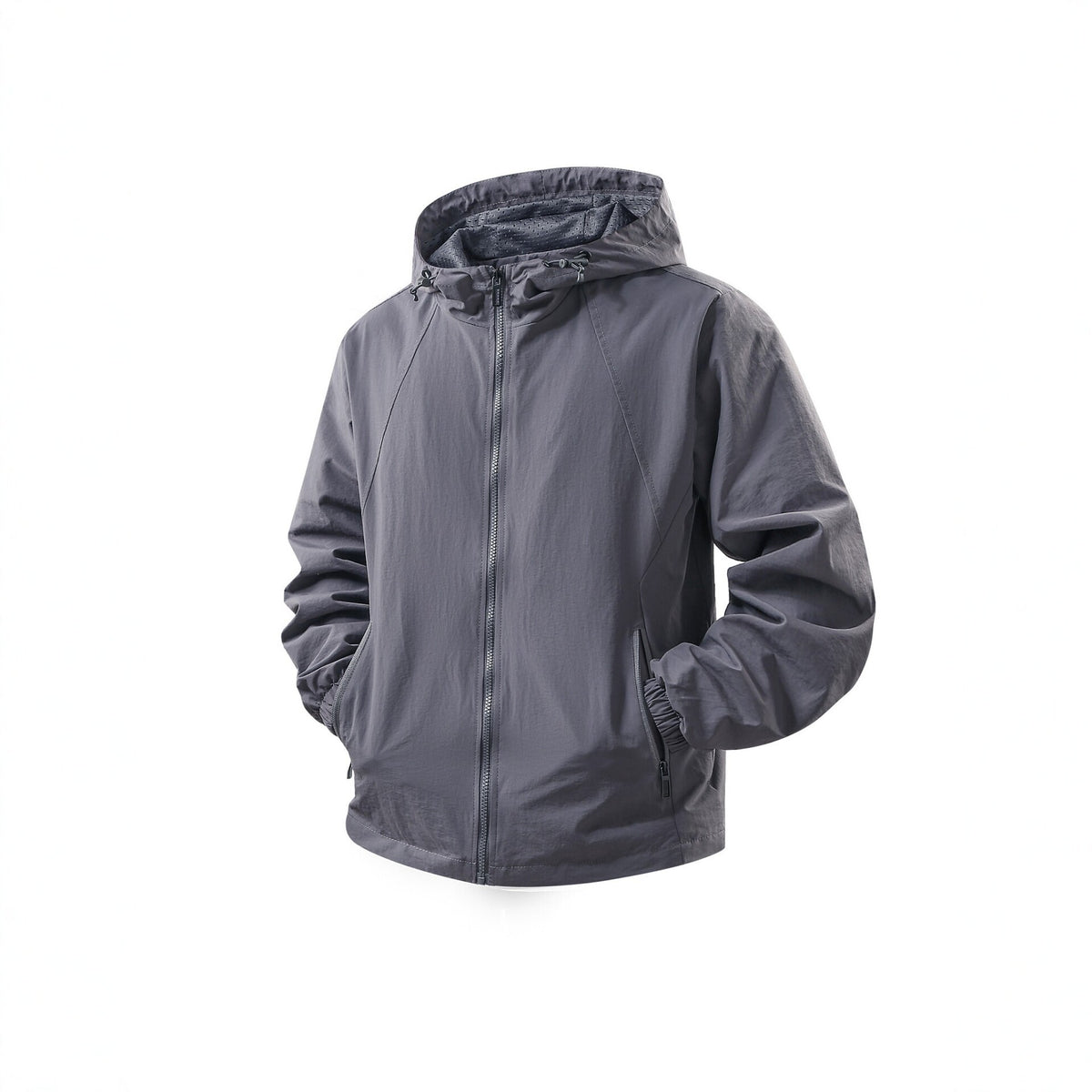 Men's Lightweight Breathable Hooded Windbreaker with Mesh Lining and Zipper Pockets Fashion Glam