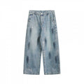 Unisex Wide Cropped Jeans in Used Look with High Waist and Paint Effect Fashion Glam