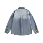 Unisex Oversized Denim Shirt with Washed Look and Chest Pocket Fashion Glam