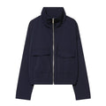 Women's Short Bomber Jacket with Stand-Up Collar, Zipper and Chest Flap Pockets Fashion Glam