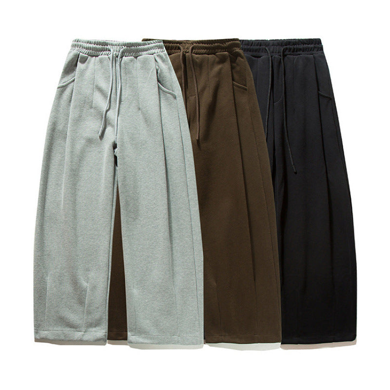 Unisex Wide Jogging Pants with Pleats, Elastic Drawstring and Side Pockets Fashion Glam